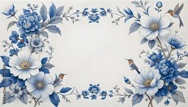 Obraz blue flowers frame