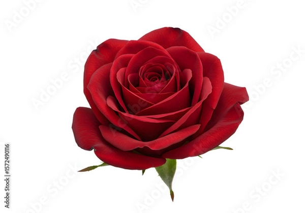 Fototapeta Single Red Rose with Dew Drops