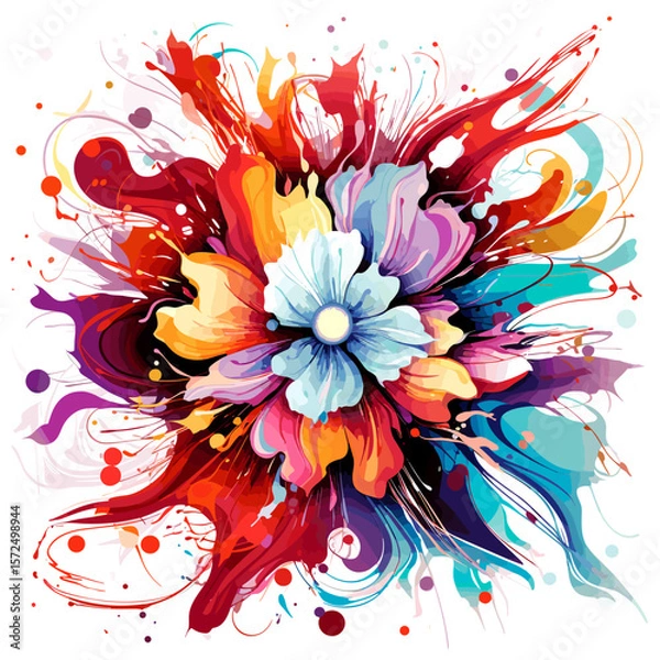 Fototapeta Abstract colourful floral background in vector pop art style