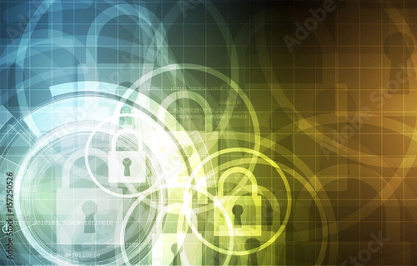 Fototapeta Cybersecurity and information or network protection. Future technology web services for business and internet project