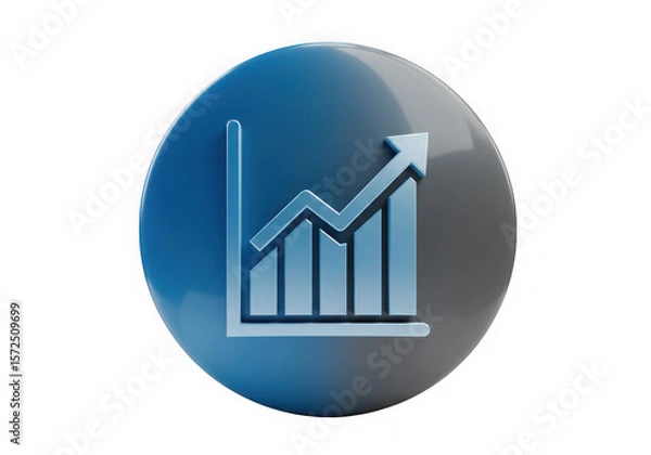 Fototapeta Growth chart icon with arrow isolated on transparent background