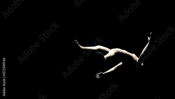 Fototapeta The Human Element: Minimalist Motion and Emotion floating and reaching through the Dark