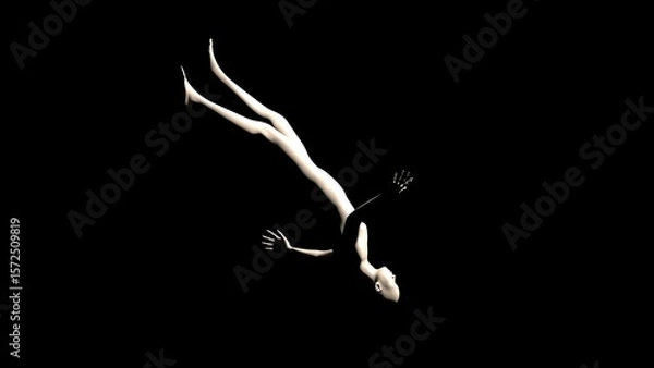 Fototapeta The Human Element: Minimalist Motion and Emotion floating and reaching through the Dark