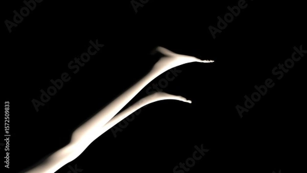 Fototapeta The Human Element: Minimalist Motion and Emotion floating and reaching through the Dark