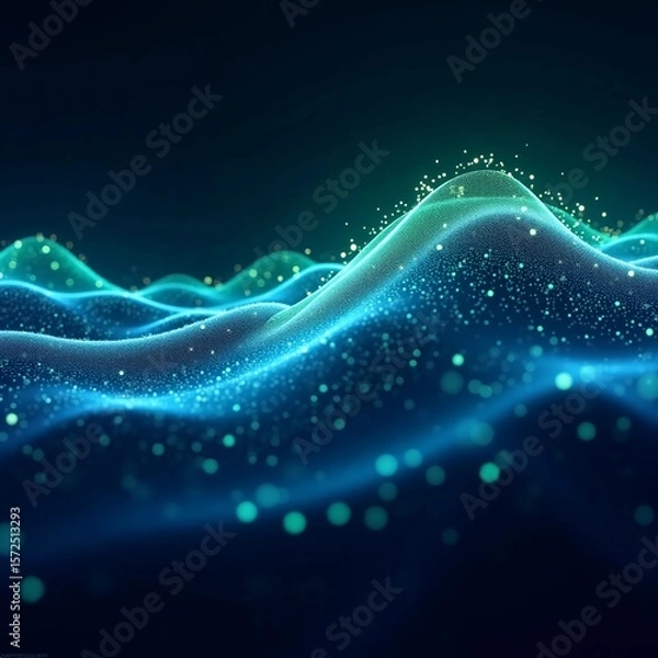 Fototapeta Futuristic Digital Particle Wave Background