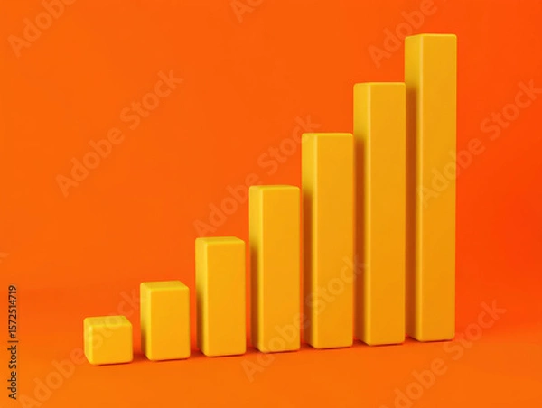 Obraz Ascending Heights A Visual Representation of Growth and Progress Through a Series of Yellow Bars on a Vibrant Orange Canvas Symbolizing Business Development and Success