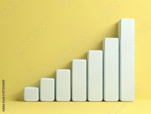 Obraz Ascending Success A 3D Rendered Bar Graph Displaying Growth and Achievement on a Sunny Yellow Backdrop, Illustrating Financial Progress and Positive Trends in Business
