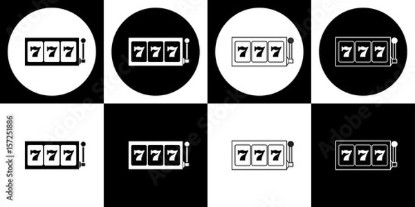 Obraz Black and white seven slot reels icon set