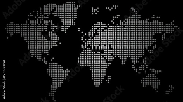 Fototapeta Exploring global connectivity through a pixelated world map representation