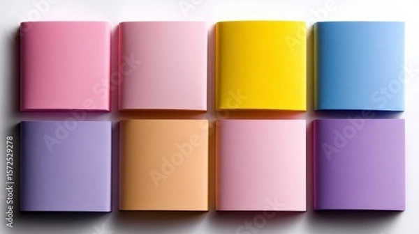 Obraz concept of quarterly report on sticky notes isolated on white background. A visual guide showcasing quarterly performance data displayed on individual adhesive notes against a pure white