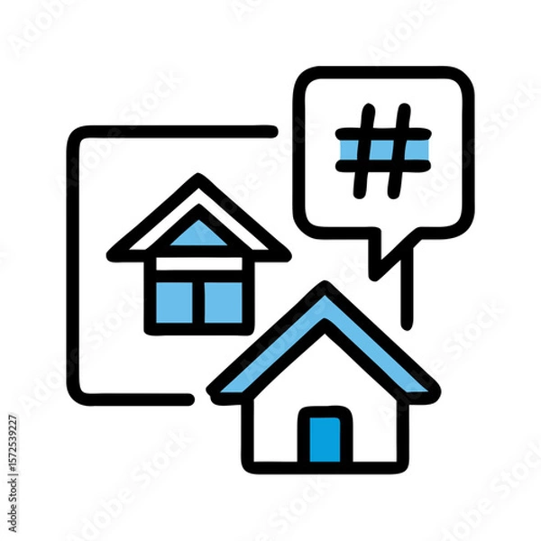 Obraz Two houses with hashtag chat bubble