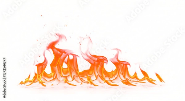Fototapeta Vivid Flames in Dynamic Motion Against a Blank Background.