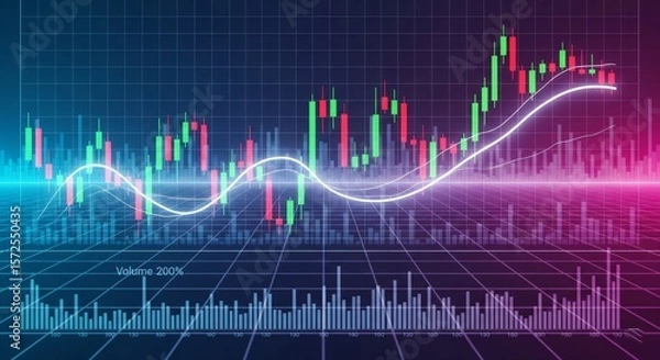 Obraz Futuristic Stock Market Interface with High-Resolution Candlestick and Trend Charts