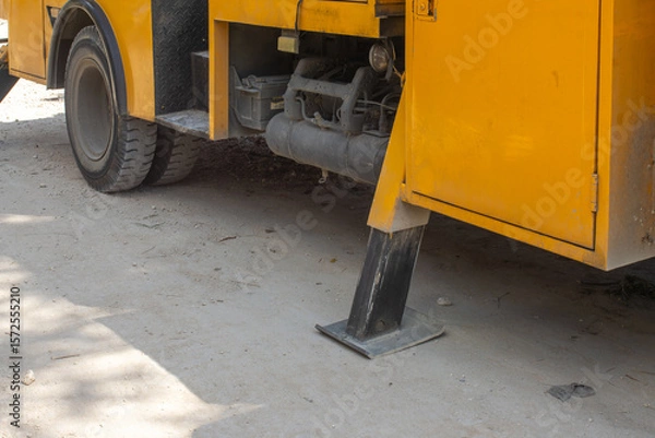 Fototapeta outrigger - ensuring the stability of the car when working with a load on departure