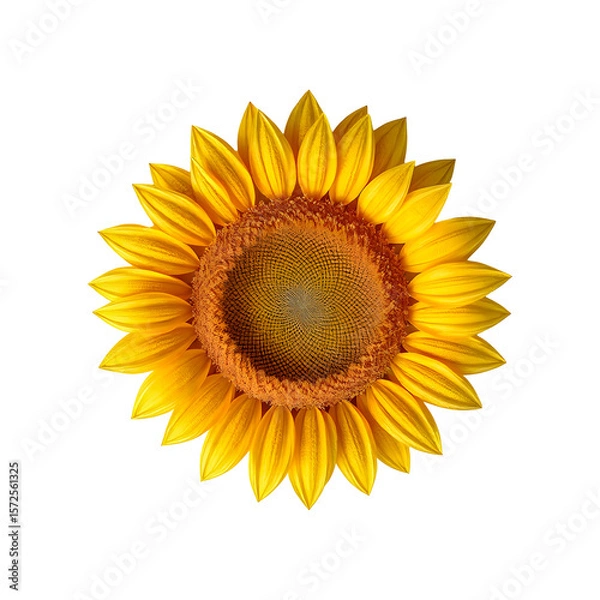 Fototapeta Sunflower isolated on white background with clipping path. Top view.