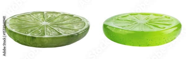 Obraz Set of lime slices isolated on transparent background. PNG