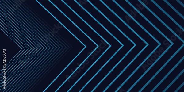 Fototapeta Abstract blue glowing geometric lines on dark background. Modern shiny blue rounded square lines pattern. Futuristic technology concept