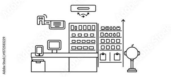 Fototapeta furniture icons set Clean Stroke Vector Icons of Digital Emergency Alert and Response System
