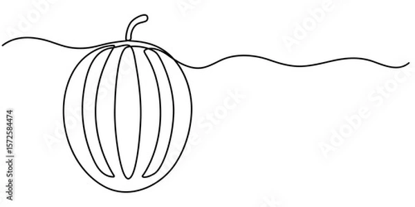 Fototapeta Watermelon continuous one line drawing, fruit vector illustration, watermelon fruit continuous line vector illustration, Fresh watermelon line art outline, Continuous one line drawing. Watermelon. 