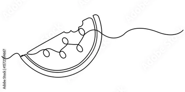 Fototapeta Watermelon continuous one line drawing, fruit vector illustration, watermelon fruit continuous line vector illustration, Fresh watermelon line art outline, Continuous one line drawing. Watermelon. 