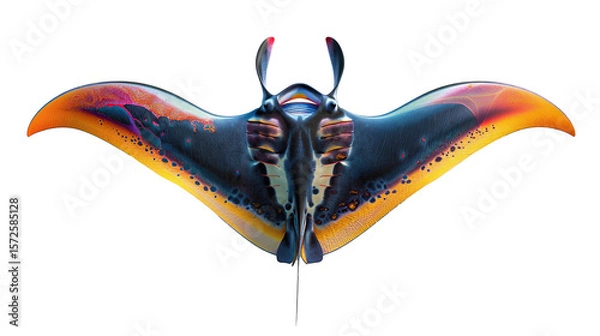 Obraz Colorful manta ray with elegant wing-like fins isolated on transparent background. PNG
