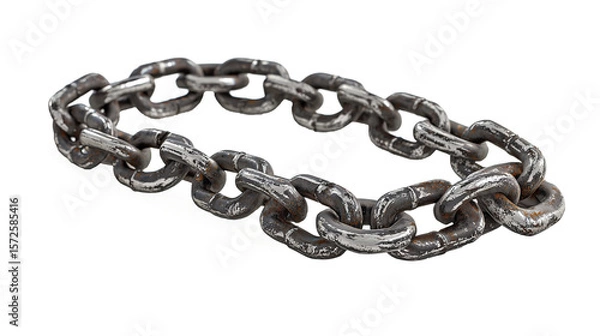 Obraz Close-up of a strong, rusty metal chain with connected links isolated on transparent, security and strength concept. PNG