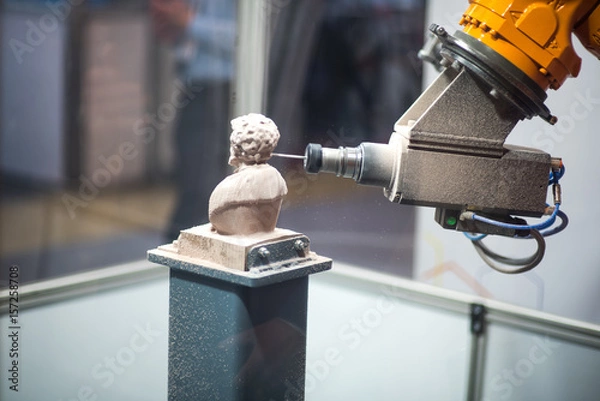 Fototapeta robotic hand machine tool at industrial manufacture factory