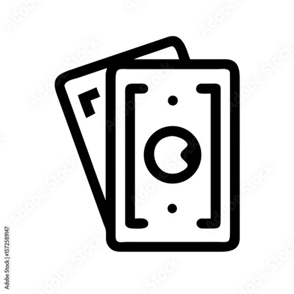 Obraz Tarot Deck Icon in Minimal Black Outline Style
