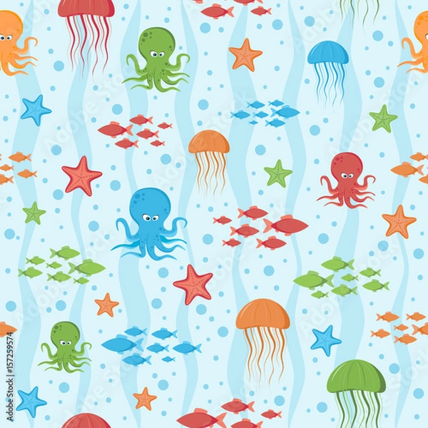 Fototapeta Seamless sea pattern