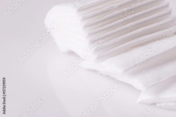 Obraz Cotton wool square pad on white