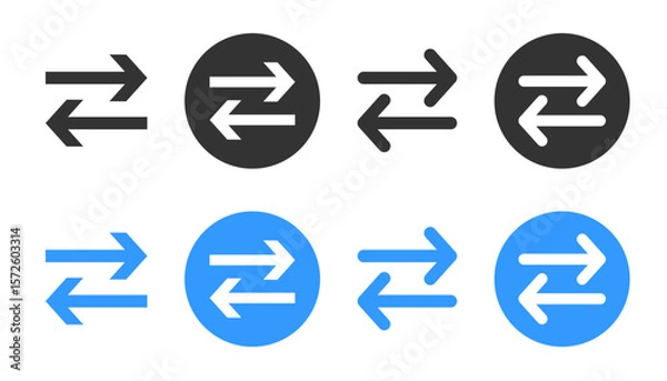 Fototapeta Set of two arrow switch. Flat vector icon representing transfer, swap, exchange, spin, or flip actions. Vector button isolated on transparent background. EPS10
