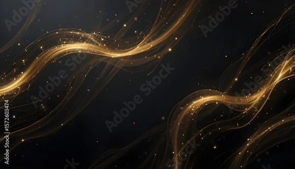 Fototapeta Elegant Gold Lines on Black Background Creating a Luxurious Modern Design


