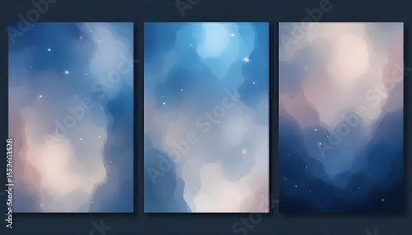 Fototapeta Blurred Dark Blue Background Set with Abstract Gradient Texture for Elegant Templates