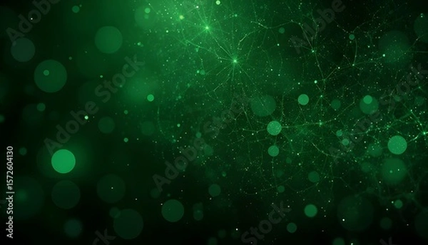 Fototapeta Glowing Green Grainy Texture Background with Blurred Light Gradient and Dark Banner