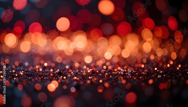 Fototapeta Abstract Red Gold and Black Glitter Lights Background with Defocused Sparkle Effect