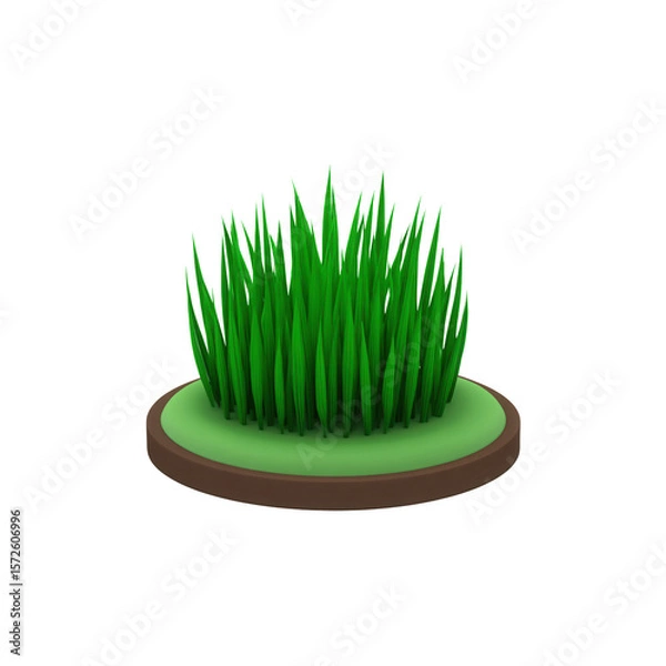 Fototapeta A verdant patch of vibrant green grass features numerous individual blades rising from a circular base