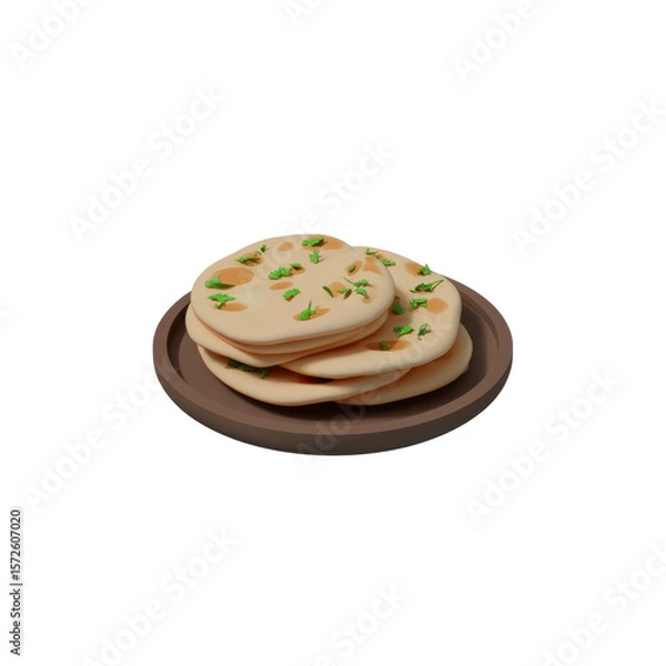 Fototapeta A stack of cartoon-styled naan bread on a plate
