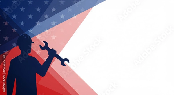 Obraz Celebrating Labor Day with Patriotic Pride, A Silhouette of American Workforce and Patriotic Design