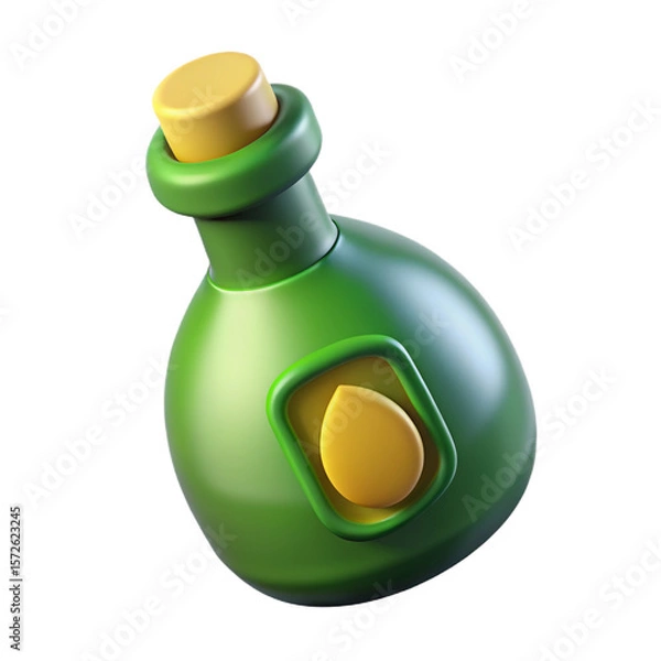 Obraz A bottle of olive oil icon with green tint and label