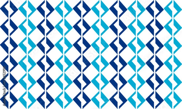 Fototapeta Two tone vertical seamless geometric pattern with z thunder inside, blue diamond checkerboard, vertical line repeat pattern, replete image, design for fabric printing