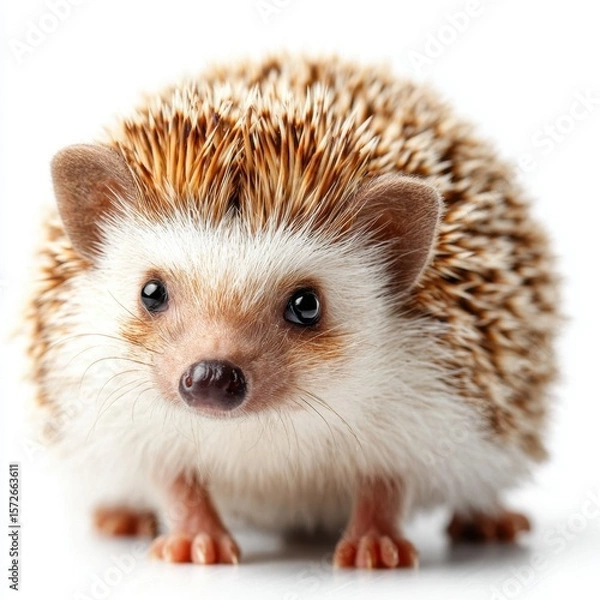 Obraz Adorable African Pygmy Hedgehog Portrait on White Background, Close Up View