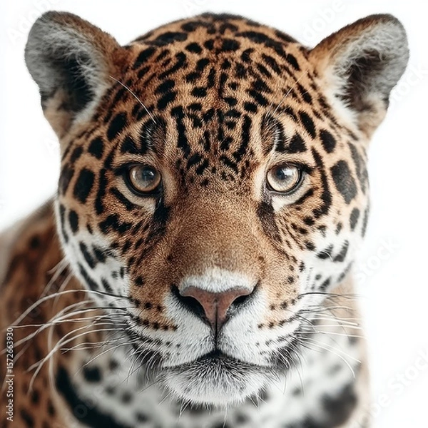 Obraz Close-up Portrait of a Jaguar with Intense Gaze and Detailed Fur Pattern