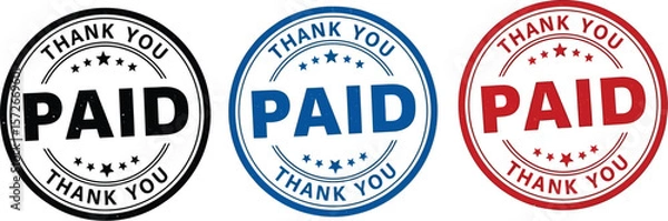 Obraz Paid stamp vector image set for business finance and accounting concept