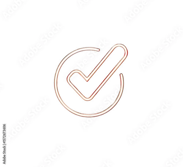 Fototapeta A glowing, outlined checkmark icon inside a circle