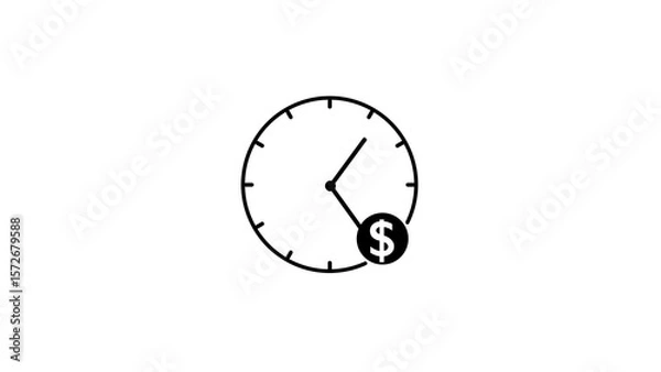Fototapeta  Abstract new wall clock icon. Clock Counting Down 24 Hour day fast speed. Glowing clock icon