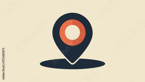 Obraz Vector art of an orange location pin marks a specific spot on a light beige background