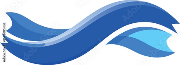 Obraz Vector art of a blue abstract wave design flows smoothly across a white background