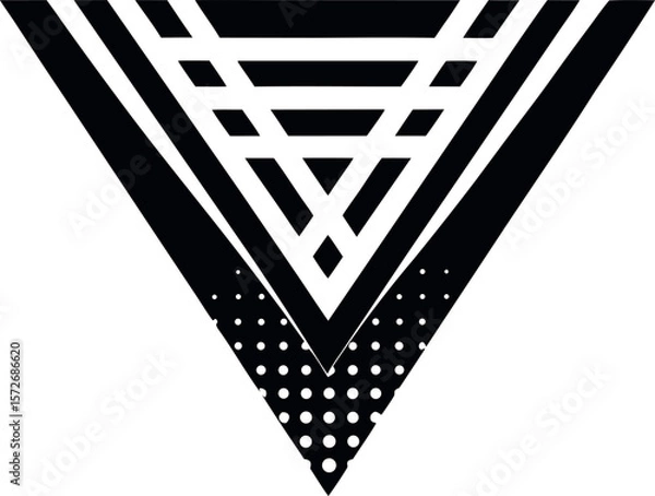 Obraz Vector art of an inverted geometric triangle showcases a modern abstract pattern with dots and lines, creating a unique design
