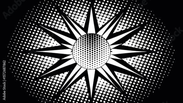 Obraz Vector art of abstract starburst pattern with halftone dots creates a modern background
