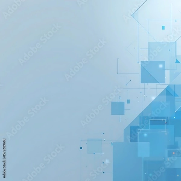 Obraz Minimal Abstract Blue and White Background with Transparent Squares | Clean Modern Vector for Business, Tech, and Digital Design. Ai Gen